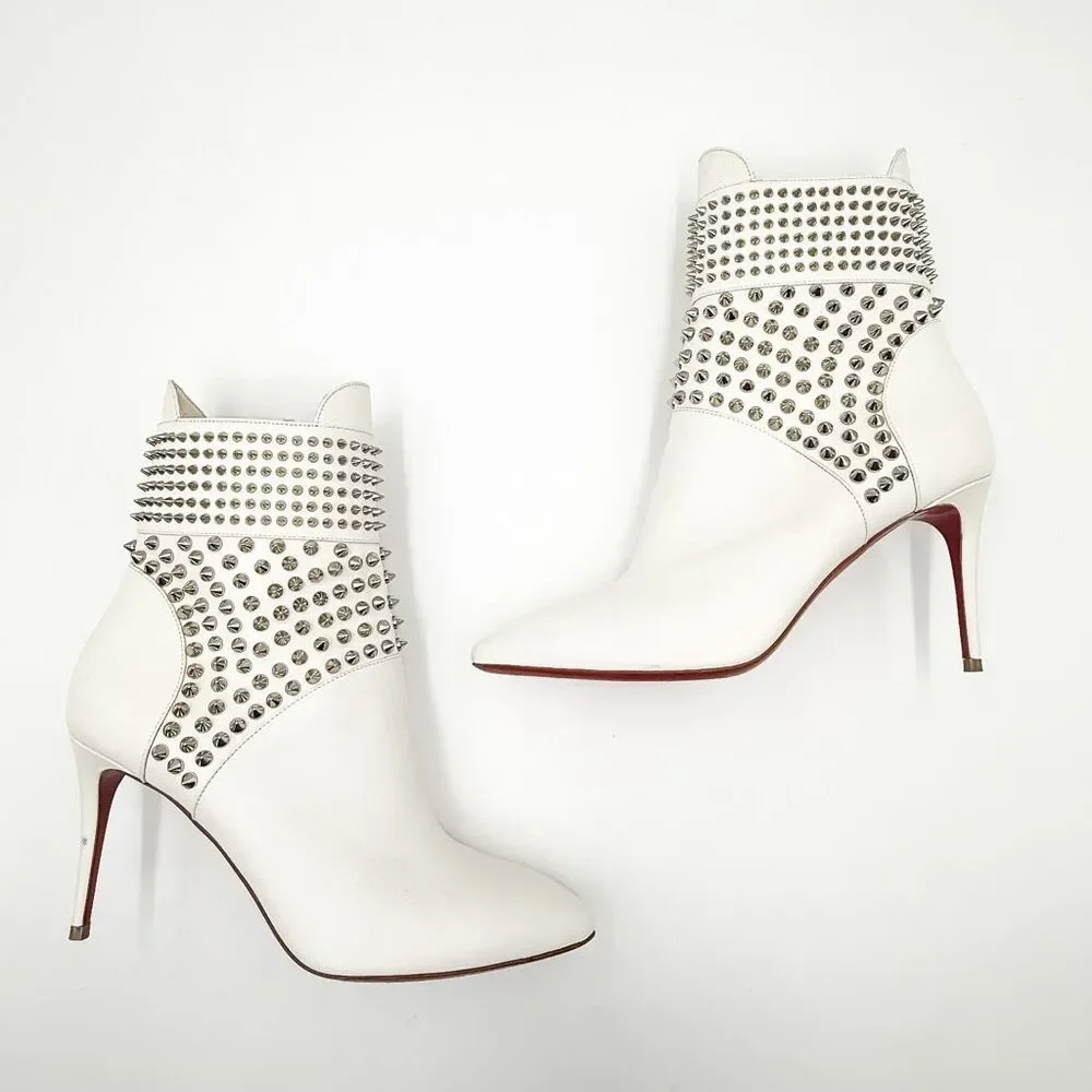 Christian Louboutin Hongroise Spike Studded Leather Ankle Boots EU 38.5 US 8.5